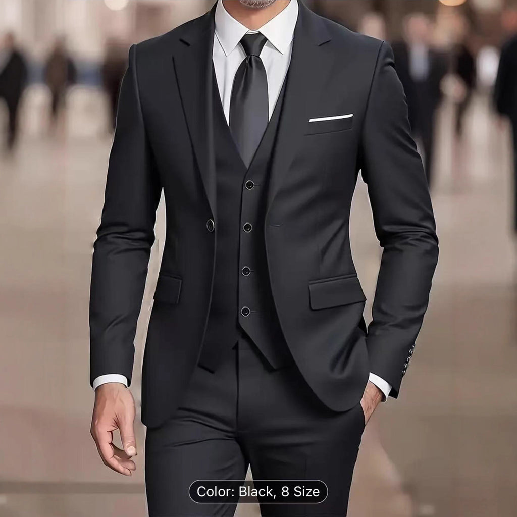 NIERMO Men's Suit Set Wedding Host Business Three-piece Set