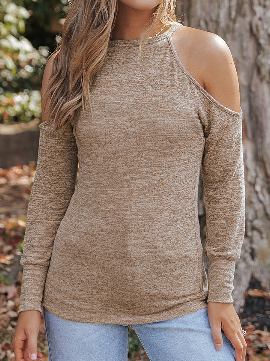 NIERMO Thin Solid Color Pullover Long Sleeve Top