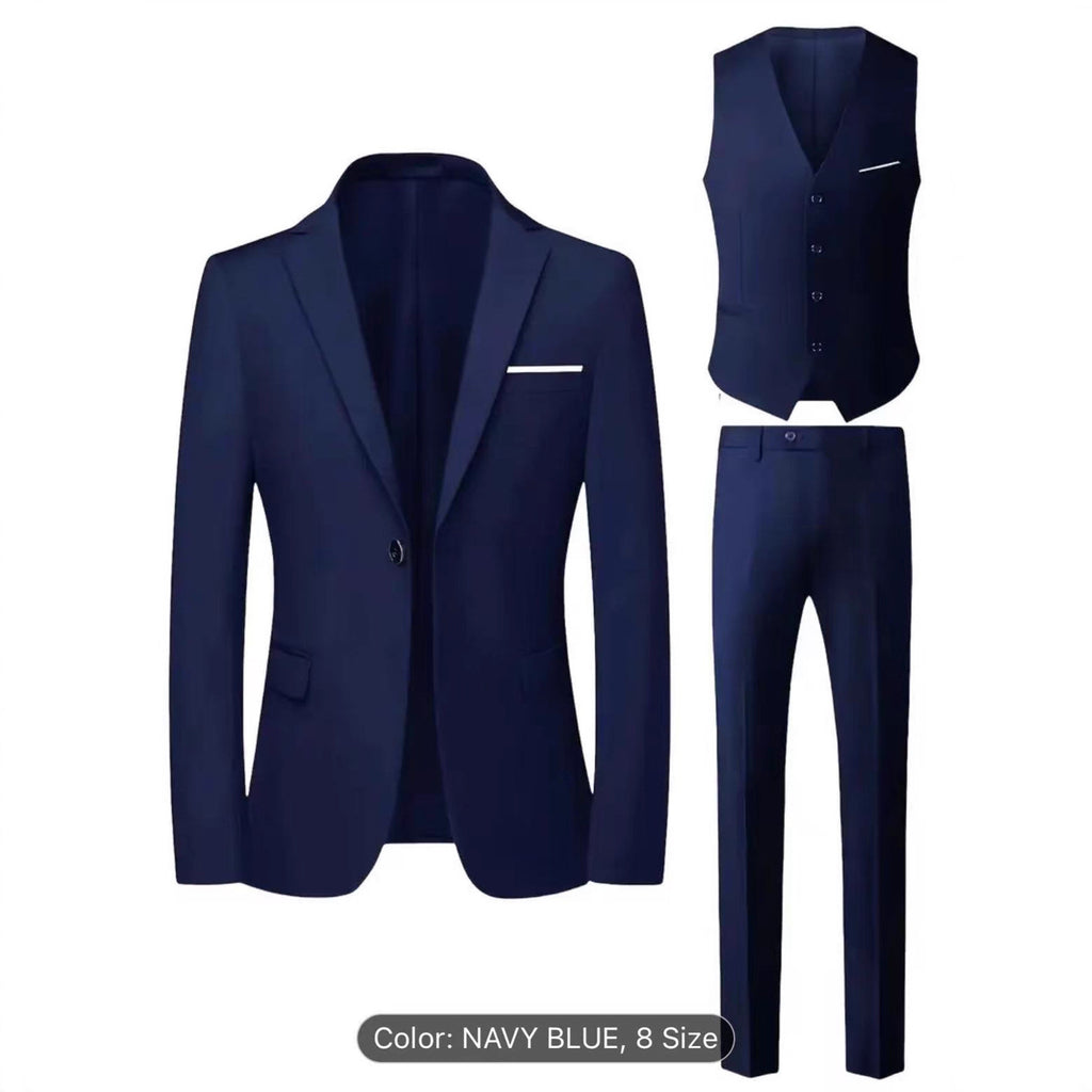 NIERMO Men's Suit Set Wedding Host Business Three-piece Set