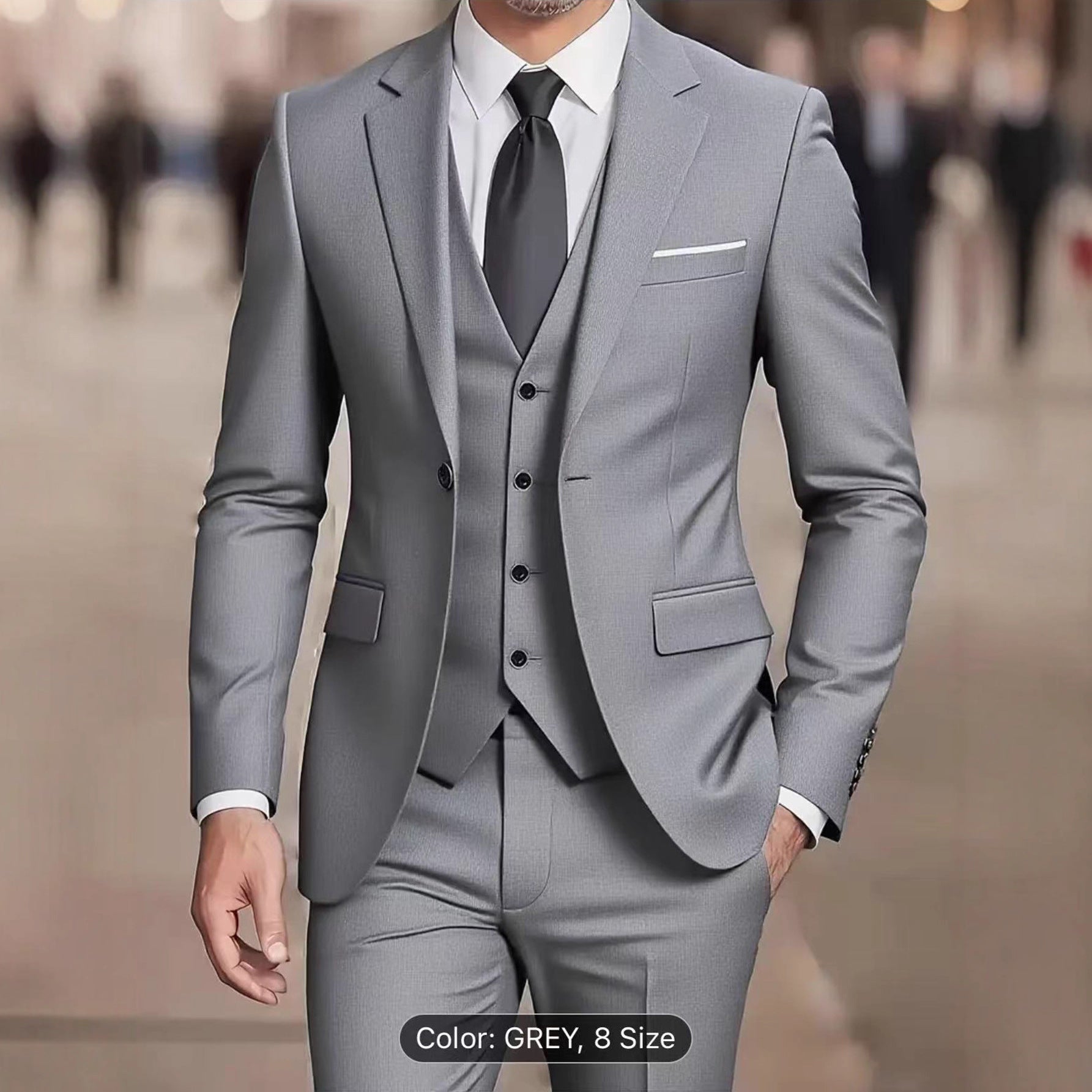 NIERMO Men's Suit Set Wedding Host Business Three-piece Set